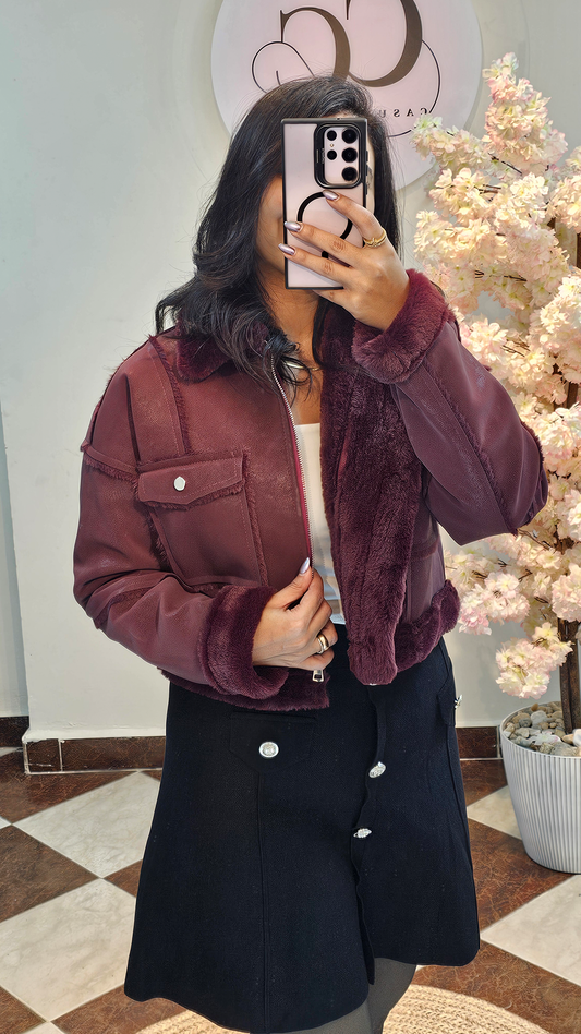 Mixed leather and fur jacket CC26093