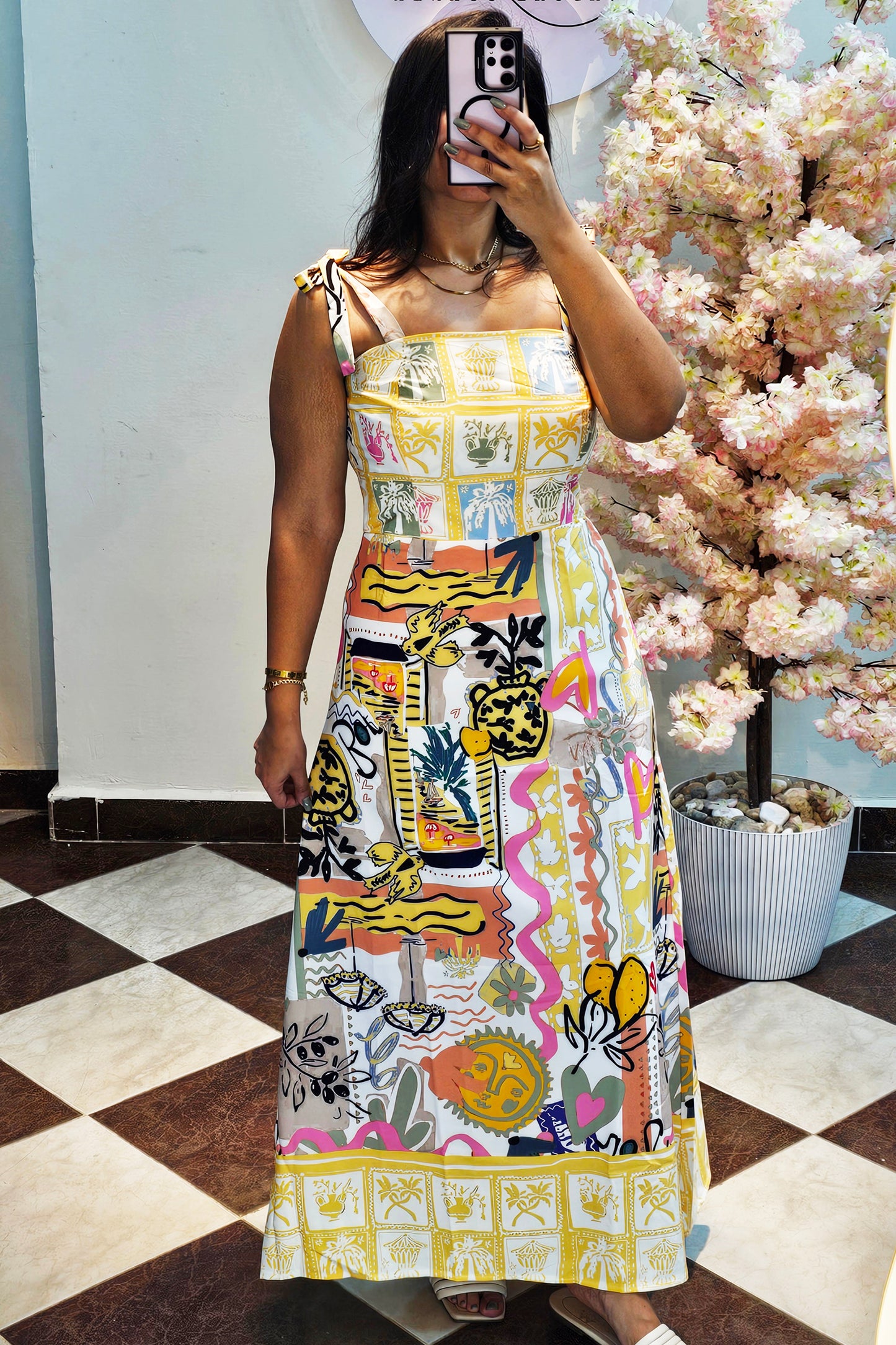 Amazing tropical dress yellow based CC7025