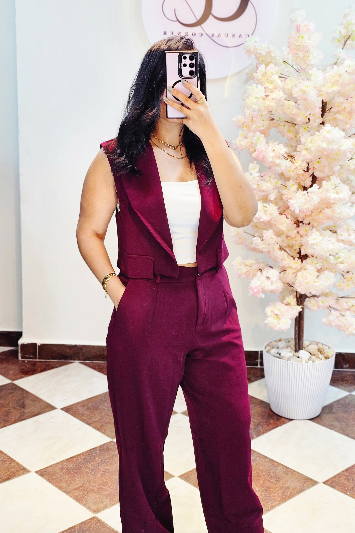 Elegant burgundy Suit CC5019