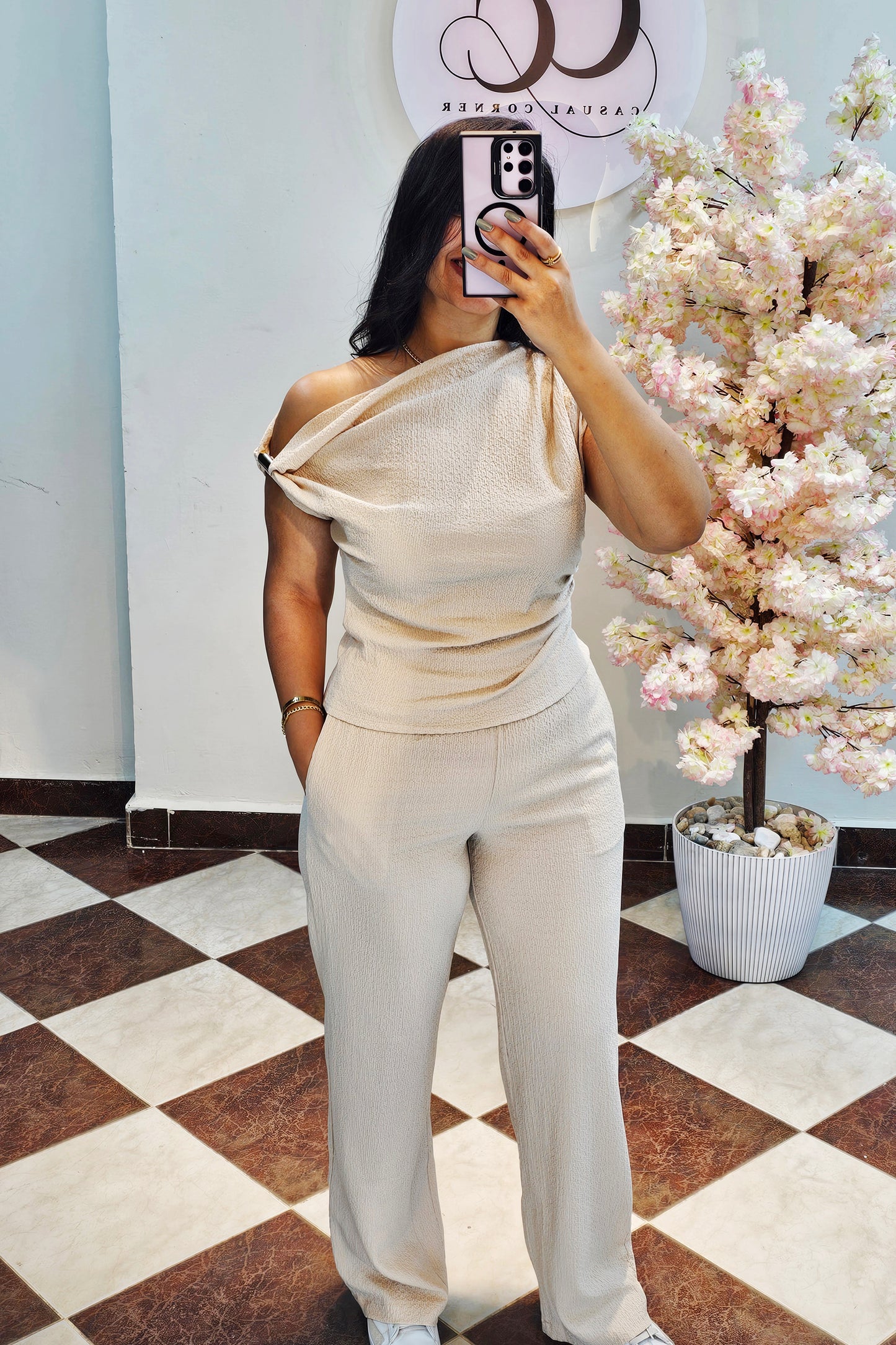 Gold accessorized crinkled set CC5037